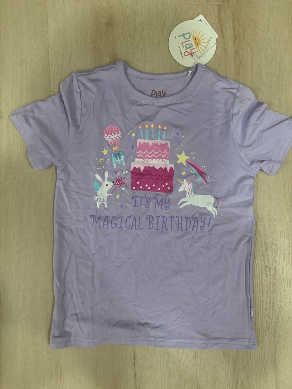 Little Sleepies Lavender Unicorn Birthday Tee